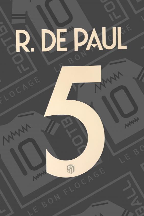 Flocage officiel - Atlético, De Paul, 2023/2024, domicile