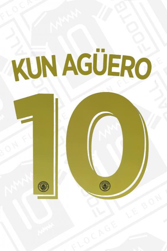 Flocage officiel - Man. City, Kun Aguero, 2016/2017, Extérieur, Jaune