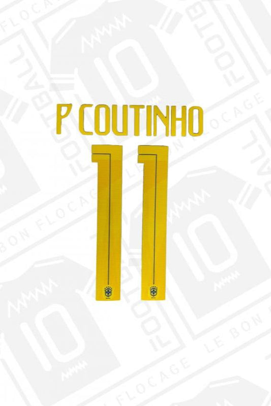 Flocage officiel - Brésil, Coutinho, 2018/2019, Domicile, Jaune