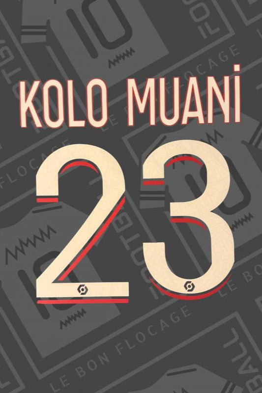 Flocage officiel - PSG, Kolo Muani, 2023/2024, domicile, blanc/ rouge