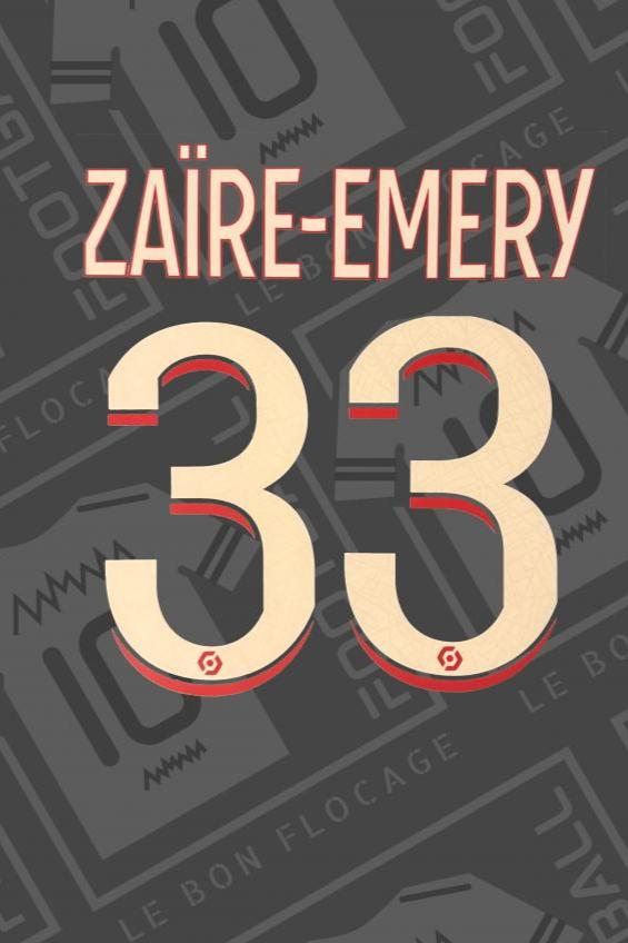 Flocage officiel - PSG, Zaire-Emery, 2023/2024, domicile, blanc/ rouge