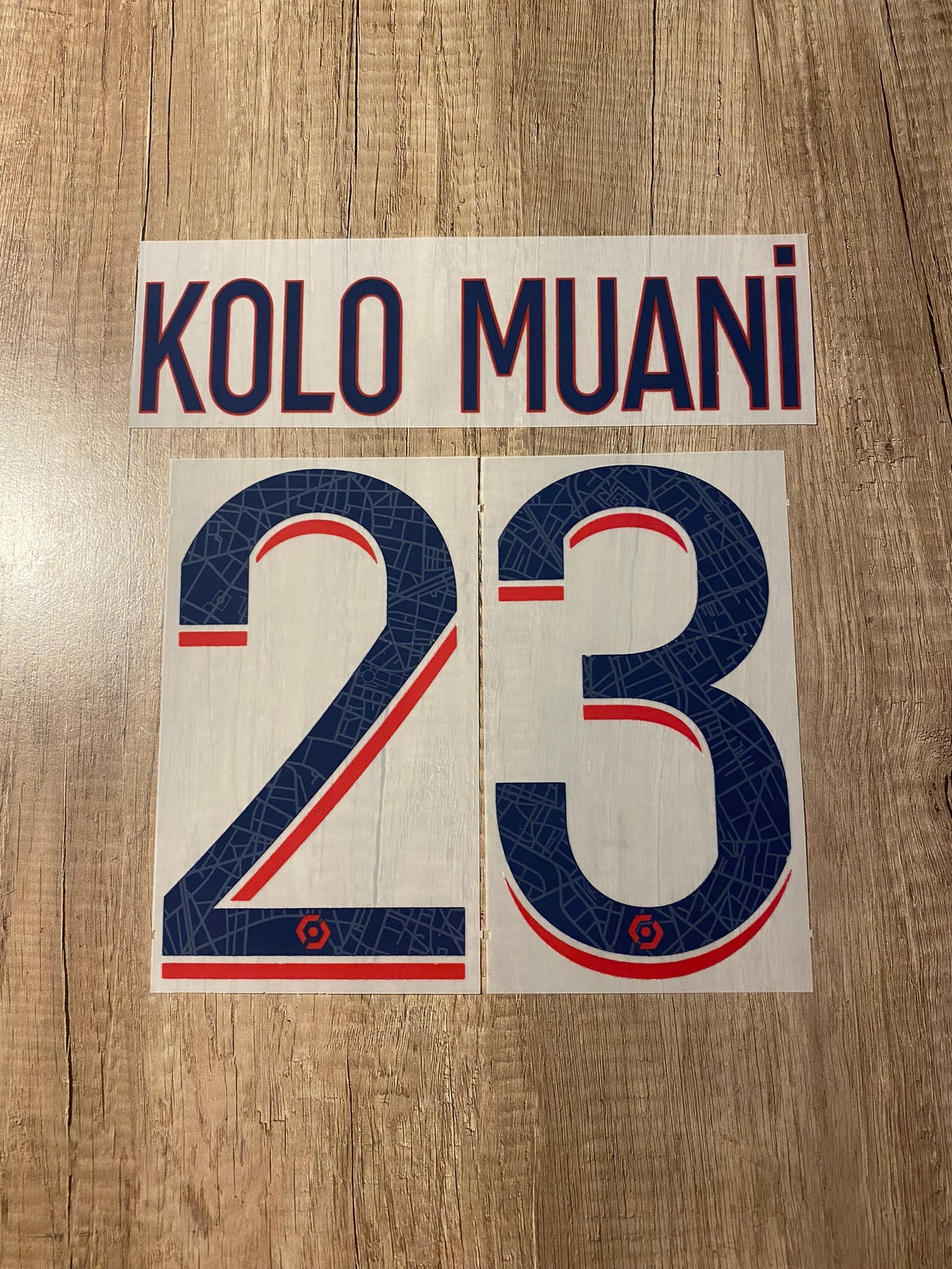 Flocage officiel - PSG, Kolo Muani, 2023/2024, extérieur, bleu/ rouge