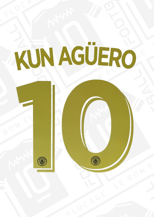 Flocage officiel - Man. City, Kun Aguero, 2016/2017, Extérieur, Jaune